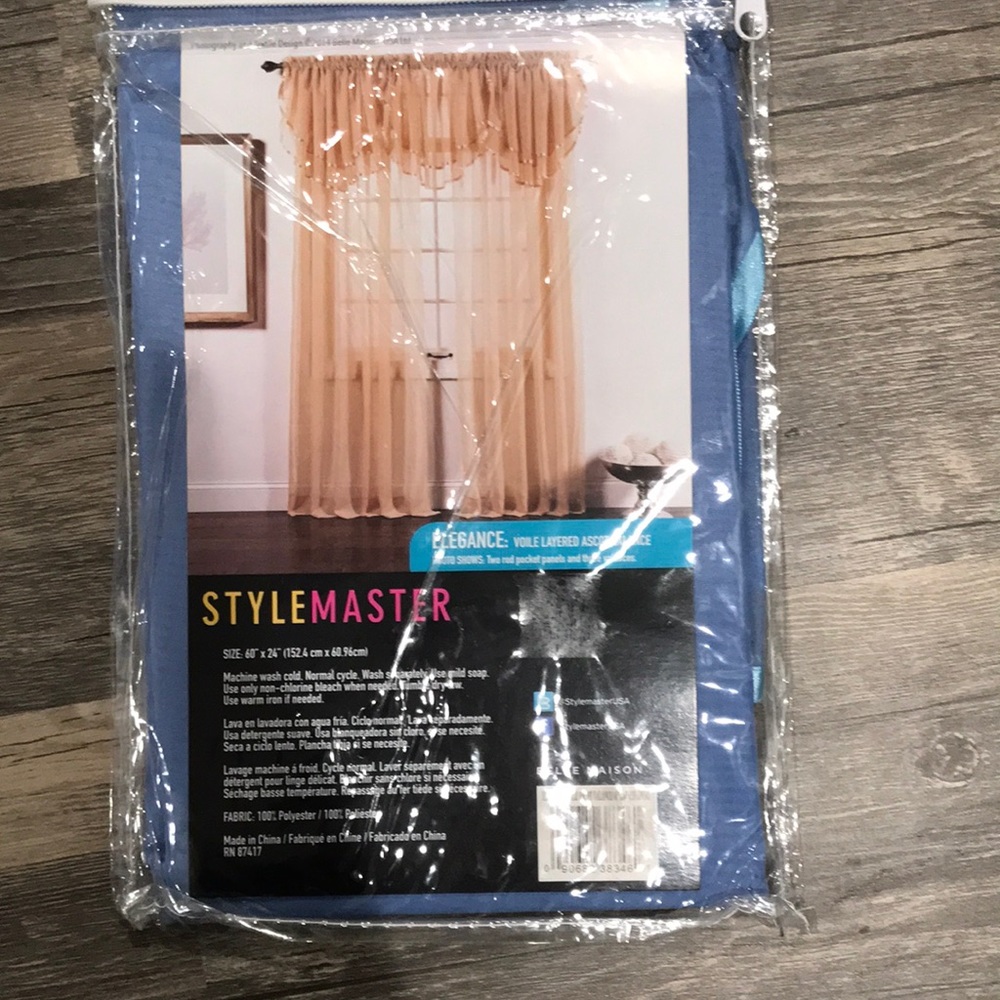 Voile layered ascot valance